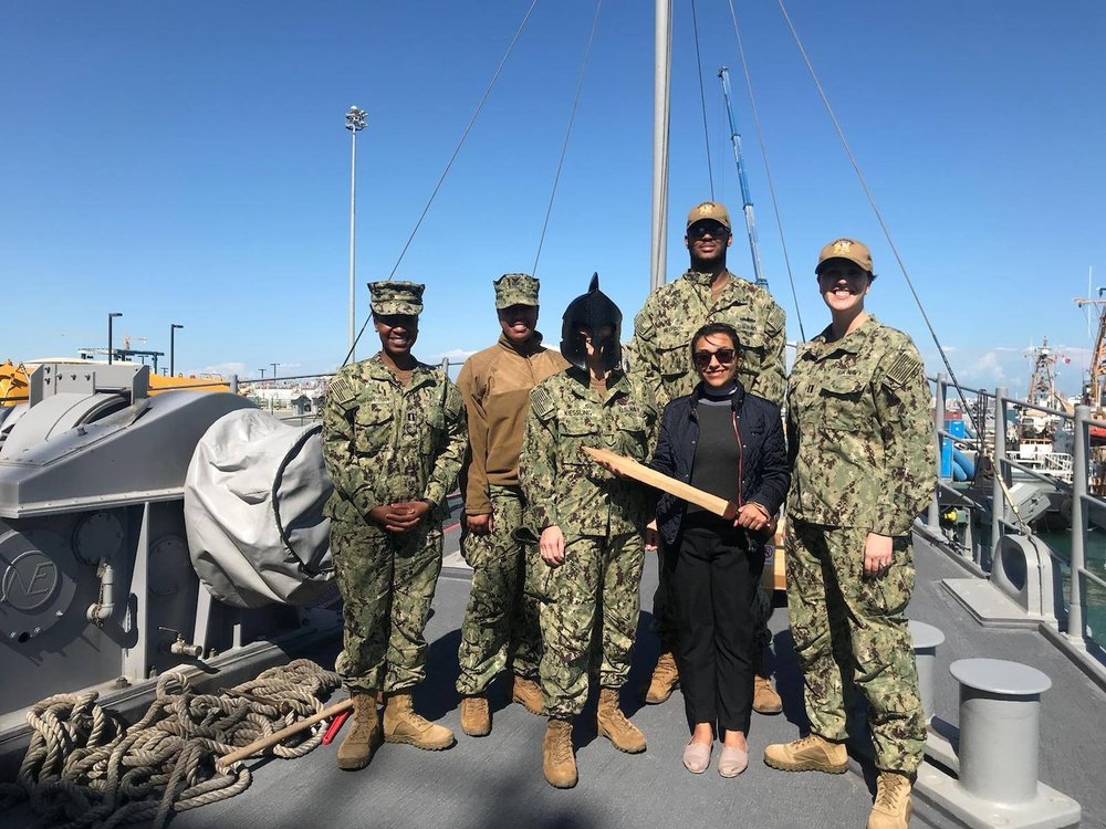 JAG Corps Team Receives Tour of Mine Countermeasures Ship USS Gladiator (MCM11)
